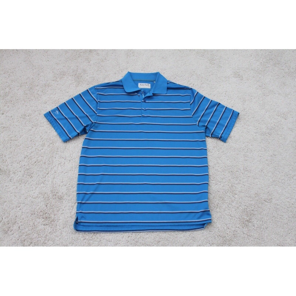 Kartel "Welcome To The Club" Carolina Blue Stripe Golf Polo Shirt Mens Large